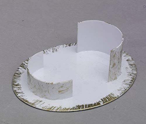 Kerzenhalter Oval aus Messing Weiß/Gold lackiert (Innen 9 x 5 cm) für Ellipsenkerzen, Ovalkerzen