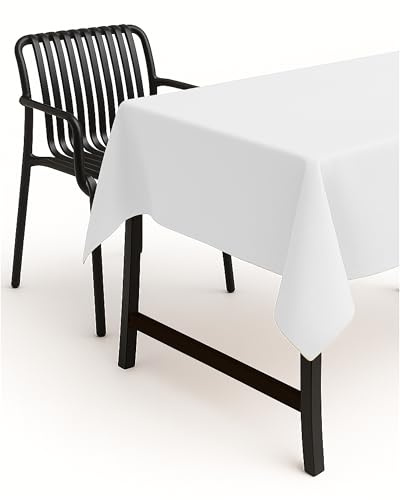 texpot Tischdecke 130 x 220 cm oval Weiß Leinenoptik Lotuseffekt Fleckschutz Bügelfrei Tischtuch