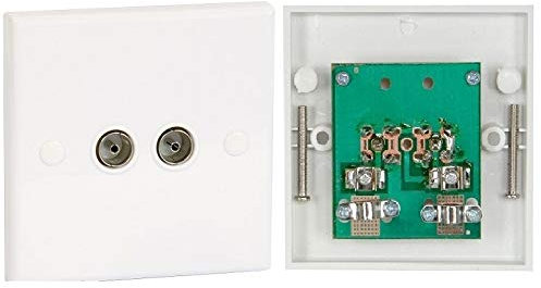 K M Electronics® Double TV COAXIAL Aerial Wall Socket Plate