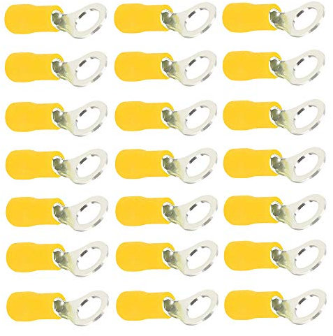 Mintice 100 Gelb M10 Kupfer Kabelschuhe Ring Anschlussklemme 10-12 Ga AWG Crimp Kabel Elektrischer Crimpkabelsatz Drahtklemmen Quetschverbindern Steckverbinder kabelverbinder