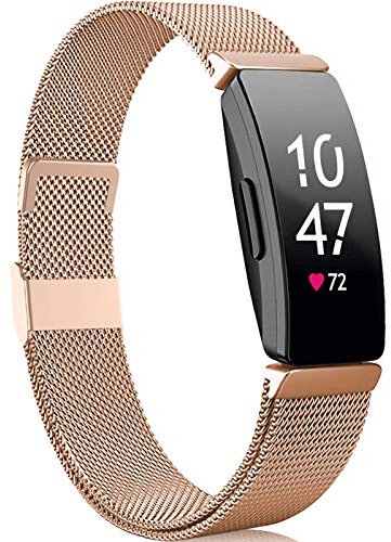 Faliogo Kompatibel mit Fitbit Inspire Armband/Fitbit Inspire 2 Armband/Fitbit Inspire HR Armband, Metall Edelstahl Ersatzarmband mit Magnetverschluss Kompatibel mit Ace 2, Damen Klein, Royalgold