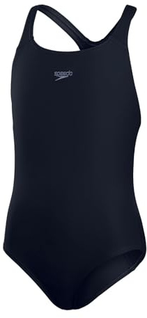 Speedo Niña Bañador Eco Endurance+ Medalist | Resistente al Cloro | Tejido Reciclado | Ajuste cómodo | Clases de natación | Nadar en Vacaciones True Navy 7-8