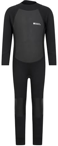 Mountain Warehouse Kids Full Wetsuit - 2.5mm Thickness, UPF50+ Sun Protection, Neoprene Children's Wetsuit, Flat Seams & Easy Glide Zip Swimming Wetsuit Black 3-4 Years