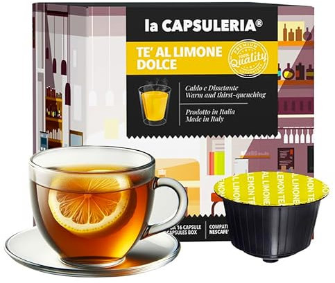 TE' AL LIMONE DOLCE (48 Capsule) compatibili con Nescafé Dolce Gusto, 3 box da 16 Capsule, gusto fresco e dissetante, dolce e aromatico, perfetto caldo o freddo, senza glutine (La Capsuleria)