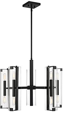 Savoy House 1-9772-10-89 Winfield Modern Scandinavian Clear Glass Chandelier, 10-Light 600 Total Watts, 19 H x 25 W, Matte Black