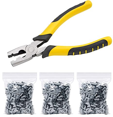 HHNIULI Drahtkäfig-Schnallenclips, Zange mit 900 Stück Drahtkäfig-Clips, Käfigzange und Clips, Kaninchen, Huhn, Wachteln, Haustierkäfig, Clip-Werkzeug