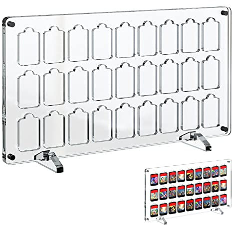 Geekria Game Card Case Compatible Nintendo Switch 27 Cartridge Slots Holder Protective Shockproof Display Cabinet Game Card Case Transparent Acrylic Game Storage Box Compatible Switch NS NX