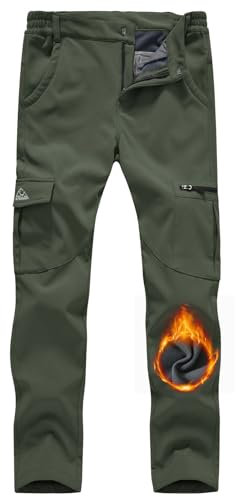 YSENTO Damen Wanderhose Wasserdicht Outdoorhose Softshellhose Winter Skihose Gefütterte Snowboardhose Trekkinghose Funktionshose(Grün,L)