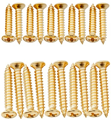 Musiclily Ultra 2,5x15/18mm Humbucker Rahmen Schrauben Gold 20er Set | Edelstahl, für E-Gitarre und Bass