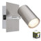 INNOVATE LED Wandleuchte mit Schalter | GU10 LED Spot schwenkbar | Aluminium Wandlampe Innen | Wandspot Wandspot mit Schalter | Lampe eckig inkl. 5W Leuchtmittel | Nickel