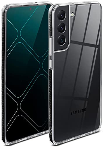 ONEFLOW für Samsung Galaxy S22 Hülle Silikon transparent, Handyhülle mit stoßfestem Bumper Backcover durchsichtig Silikonhülle kabelloses Laden Schutzhülle, Cushion Case, Schwarz