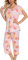 ENJOYNIGHT Pyjama court pour femme - Haut à manches courtes - Pantalon de pyjama 3/4 - Deux pièces - Tailles S à 3XL, Fleur rose., XXL
