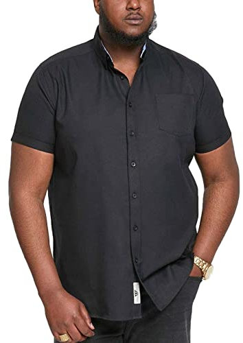 D555 Men's Plus Size James Basic Oxford Short Sleeve Shirt in Black 6XL