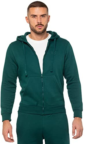 989Zé ENZO Mens Hoodie Zip Up Regular Fit Hooded Sweatshirt Long Sleeve EZHDZ601 HOODY GREEN M
