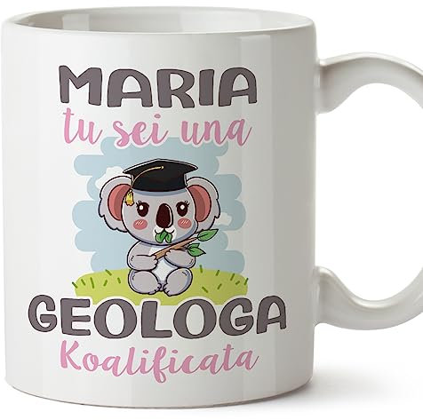 Mugffins Tazza Personalizzata in ceramica per GEOLOGA donna 11 oz / 350 ml - In italiano - Koalificati Personalizzati - Idea regalo per compleanno, anniversario, natale, laurea