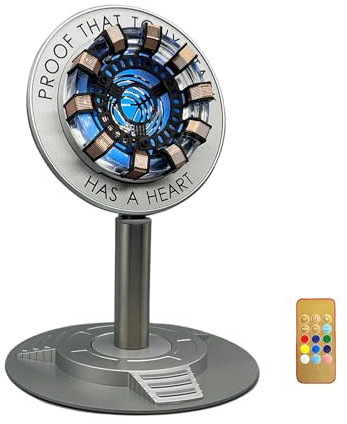 WIAONE Moonacy Arc Reactor Light, Rechargeable Superhero Lamp, Multi-Color Cute Table Decor, Gift for Him, Iron Tony Has A Heart(Touch/Remote).