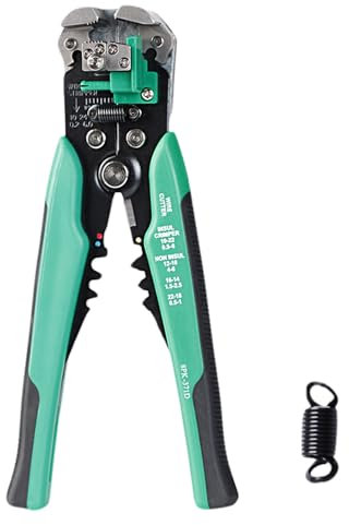 Multipurpose Wire Stripper Electrical Tool,Multifunctional Wire Stripper Crimper Cable Cutter Pliers,3-in-1 Wire Cutter with Spring Loaded Handles and Adjustable Wire Stop,Strips 10-24 AWG (Green)