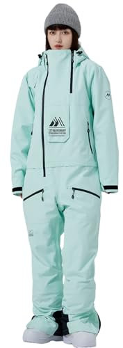 HOUZONIY Einteiler Skioverall Damen Schneeanzug Skioverall Skifahren Skianzüge Overall Jumpsuit Frauen Snowboard Skisuit Outdoor Sport(Grün M)