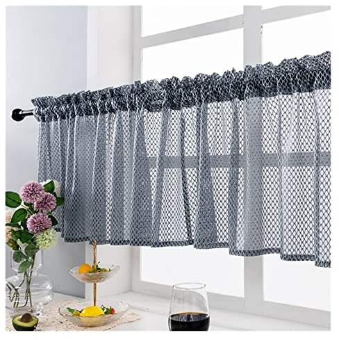 TIYGHI Raffrollo Vorhang Küchenvorhänge Spitze Vorhang Kopf Weihnachten Wohnzimmer Vorhänge Fensterbehandlung Wohnkultur (Color : Grey, Size : 74x41cm)