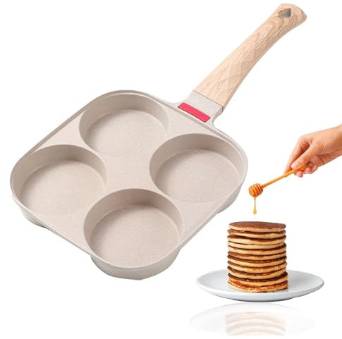 QUXING Crepe Pfanne 19cm Antihaftpfanne Omlettpfanne Pfannkuchen flache Pfanne ,Antihaft,Induktionstauglich und Gasherd,für Eiern, Speck, Schinkenscheiben,Spiegelei Ei Pancakes (Weiß)