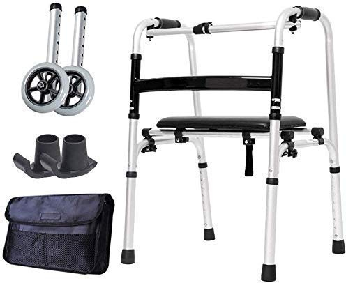 Rollstuhl, leicht, faltbar, mit rutschfestem, weichem Sitz, höhenverstellbarer Steh-Gehgestell (Farbe: ohne Rad, Größe: Doppelarmlehne), älter