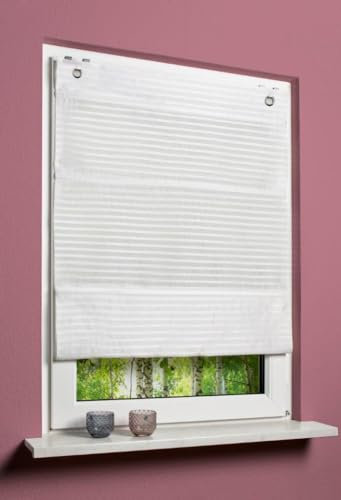 Magnetrollo Querstreifen Deko wollweiß 45x130cm Rollo Easyfix Raffrollo