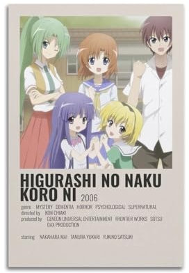 ZaMouss Anime-Poster Higurashi When They Cry, Leinwandposter, Wandkunst, Dekor, Wohnzimmer, Schlafzimmer, Dekoration, Poster, 50 x 75 cm, ungerahmt