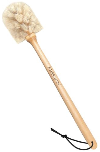 Flaschenbürste mit natürlichen Rosshaarborsten, 35,6 cm langer Holzgriff, zum Reinigen und Schrubben von Gläsern, Gläsern, Vasen und Geschirr