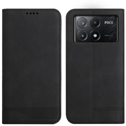 Rostsant Funda Xiaomi Poco X6 Pro 5G Carcasa de Cuero PU Magnético Funda a Libro Xiaomi Poco X6 Pro 5G con Cartera Funda para Xiaomi Poco X6 Pro 5G Negro