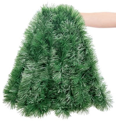 Weihnachtsgirlande, Tannengirlande 10m, Lametta Weihnachtsbaum Girlande Ø 10 cm, Deko Weihnachten Innen und Outdoor, Girlande Weihnachten Treppe