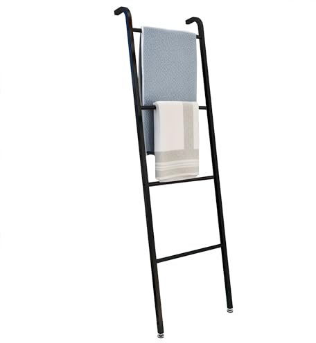 MOFLUT Black 4 Tier Towel Rail Wall Rail Decorative Ladder for Ceiling Towels Bathroom Bedroom Living Room