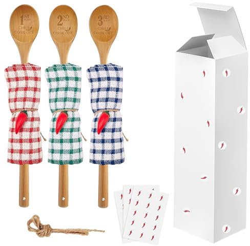 itechpanda 3 Pcs Chili Cook Off Wooden Spoon Golden Award Trophy Spoon Prizes Exqusite Gift Wooden Spoon Spoon Chili Contest Serving Spoon Gift for 1st 2nd 3rd Cooking Competition Award