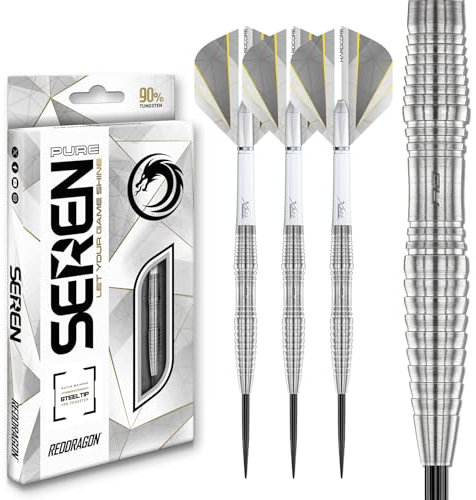 RED DRAGON Darts – Seren Pure 3 22g - 90% Wolfram Professional Stahlspitze Dart-Set mit Dart Flüge und Dartschäfte