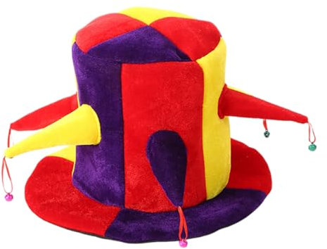 Generisch Clown-Hut Hofnarr Mütze Hut Lustiger Clown-Hut Regenbogen-Narrenkappe Mit Glocken Mardi Gras-Party-Kostüm Karneval Bühnenzubehör Für Fasching Karneval Party