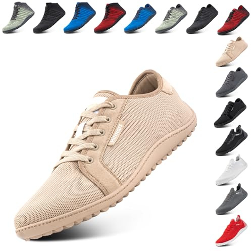 Hitmars Barefoot Shoes for Mens Womens Outdoor Lightweight Trail Running Minimalist Zero Drop Shoes Barefoot Trainers Walking Shoes Breathable Khaki 10 UK