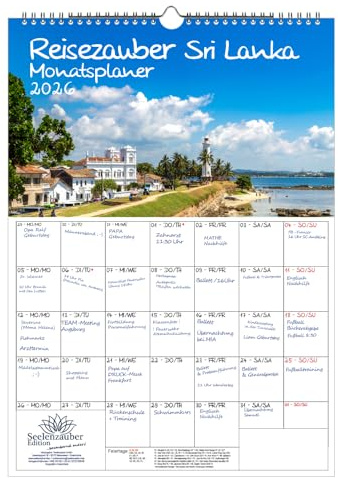 Reisezauber Sri Lanka Planer DIN A3 Kalender für 2026 Colombo Stadt Land Urlaub Strand - Seelenzauber
