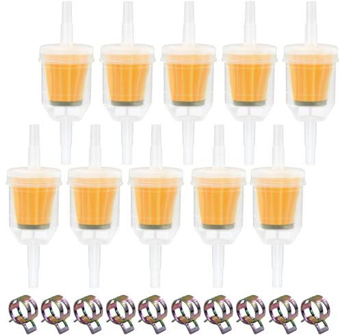 JASFLY 10 Stück Kraftstofffilter Diesel, Benzinfilter 8mm / 6mm, Benzinfilter Moped mit 10 Schlauchklemmen für Rasenmäher Auto Motorrad Roller Diesel Moped