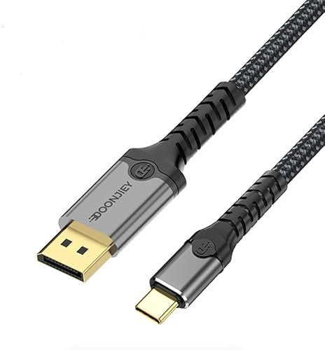 Vecbmn Câble USB C vers DisplayPort 2M, supportant 8K@60Hz 4K@240Hz (Thunderbolt 4 vers DisplayPort Cable, Compatible avec la série iPhone 16/15 Pro Max MacBook Pro Galaxy S24 S23, Tressé - (2M)