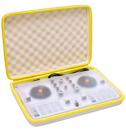 L LTGEM DJ Controller Case - Hard Storage Travel Protective Carrying Bag | Compatible with Hercules DJControl Mix Ultra Controller, White/Orange Edge, Case Only