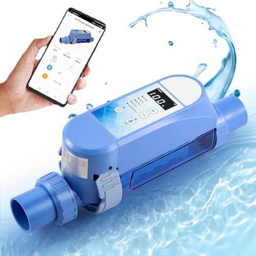 HDaspijh Salt Chlorine Generator - App Control, Saltwater Pool Chlorinator System, Automatic Self Adapting Pool Salt Pool Chlorine Generator, with Smart Digital Panel, Self-Cleaning Function,20g/h