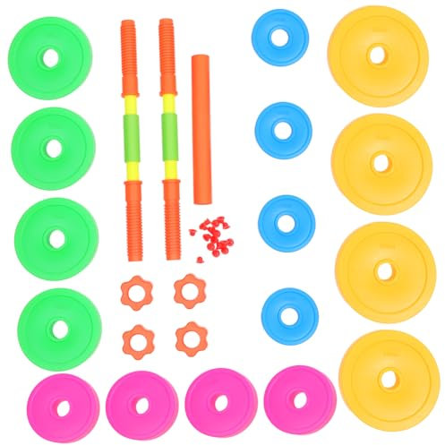 INOOMP Kunststoff Hantel Für Junge Mädchen Mit Langhantel Einstellbare Hanteln Für Jungen Und Mädchen Übungshanteln Mit Leuchtenden Farben Leicht Und Langlebig Für Fitness-spielzeug