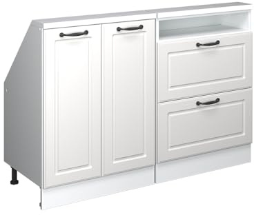 Vicco Dachschrägenschrank-Set Rion, Weiß Landhaus/Weiß | B120 x T46 cm, 2er Set, platzsparend für Dachschrägen
