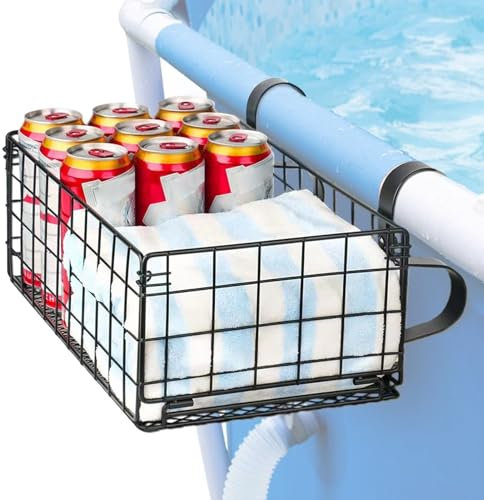 Basket de piscine – Panier de rangement pour piscine | Support de rangement pour pool, panier extérieur imperméable, conteneur en maille pour verres, boissons, jouets de plage, patio, espaces