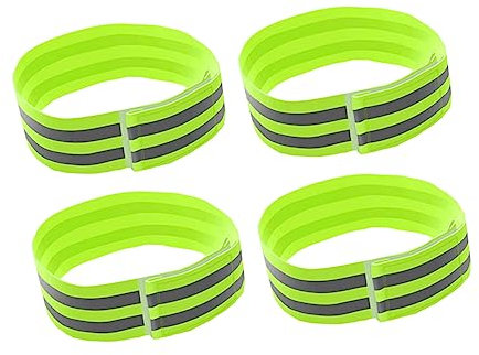 Abaodam 4 pièces Brassard Réfléchissant Fluorescent pour Activités Accessoire de Sécurité Luminiscent pour Course et Cyclisme Vert