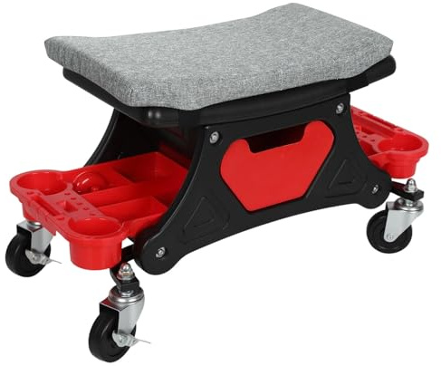 Jaxguom Werkstatthocker Rollhocker,Werkstatt Rollsitz 185kg Belastbar,Garagenhocker mit Aufbewahrungsbox,fixierbare Räder und Paletten, Mobil