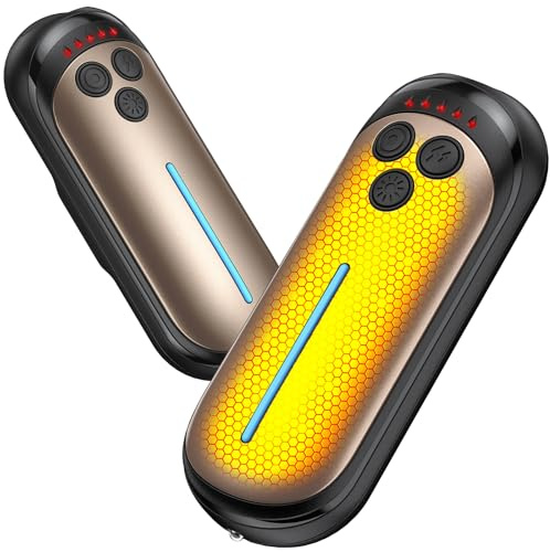 Eyoushow Hand Warmers Rechargeable, 2 Pack, Electric Hand Warmers, 3s Fast Heating with 3 Temperature Settings, 12 Hours Long Lasting, Portable Heater, Ideal Tech Gifts for Men, Women, Golden