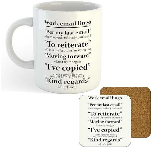 11oz Mug | Work Email Lingo | Printed Funny Gift Idea Cup Tea Coffee