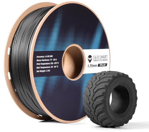 SainSmart Flex TPU Air, 1,75 mm leichtes, geschäumtes TPU-Filament, einstellbare Härte 77A–93A, hohe Elastizität und matte Oberfläche, für Wearables, Sportbekleidung (Schwarz, 1 kg)