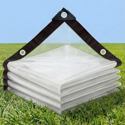 QIVNLUMU Lona Transparente con Ojales, 160 g/m², 2x1m | Impermeable de HDPE, bordes reforzados y luz natural para terraza, invernadero, muebles de jardín y refugios