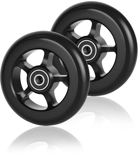 100mm Stunt Scooter Rollen 2 Stück mit ABEC/ 9 Kugellager/Härtegrad 88A | Scooter Räder Ersatzräder Aus Aluminiumlegierung, Scoot and Ride Roller Zubehör für Scoot Meisten Stuntscooter-Schwarz
